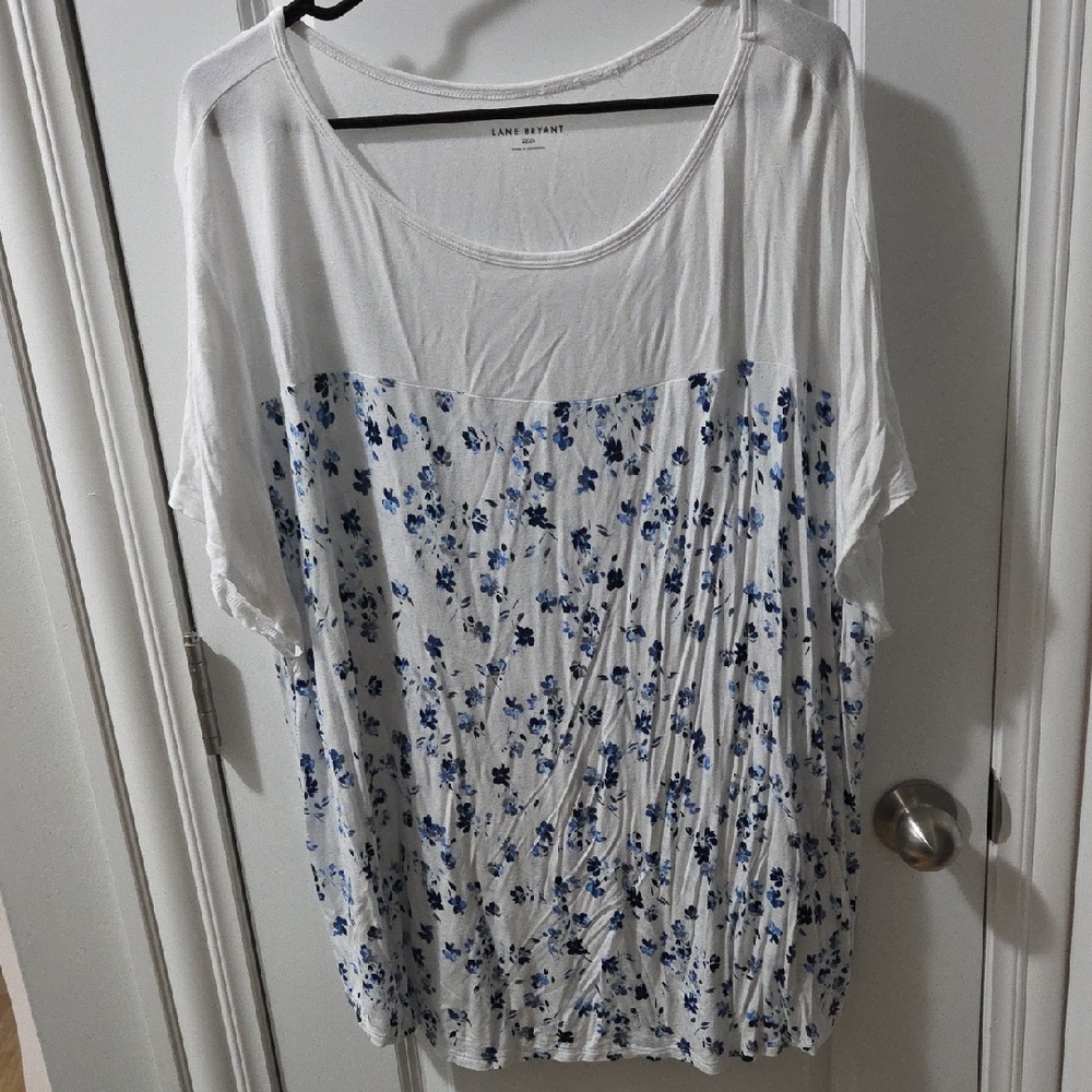 Lane Bryant Floral Blouse - White and Blue
